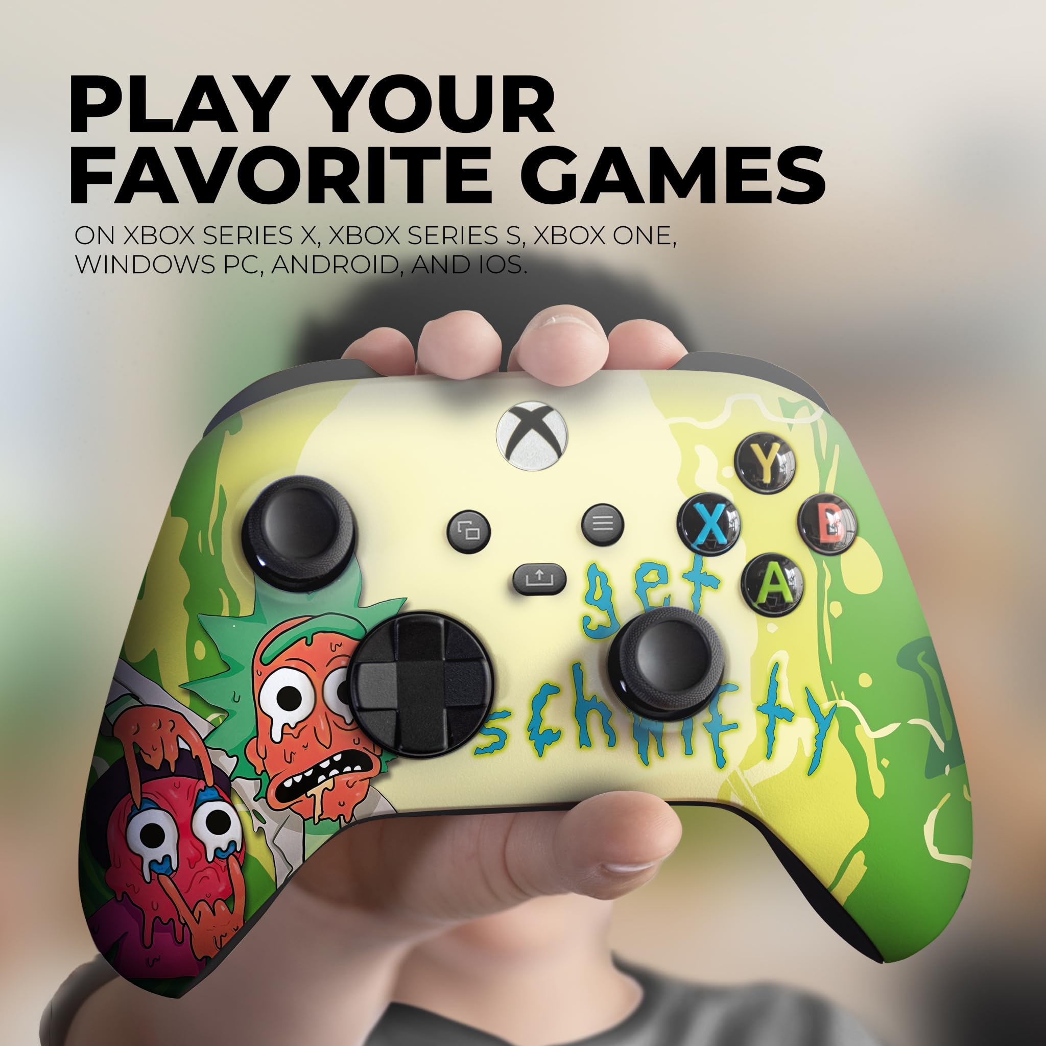 Custom Wireless Xbox Controller - Ricky & Morty Schwifty Design | Compatible with Xbox One & Series X/S | Hydro-Dip Printed in USA (Not Just a Skin) | Perfect for Gaming, Collecting & Fan Gifts