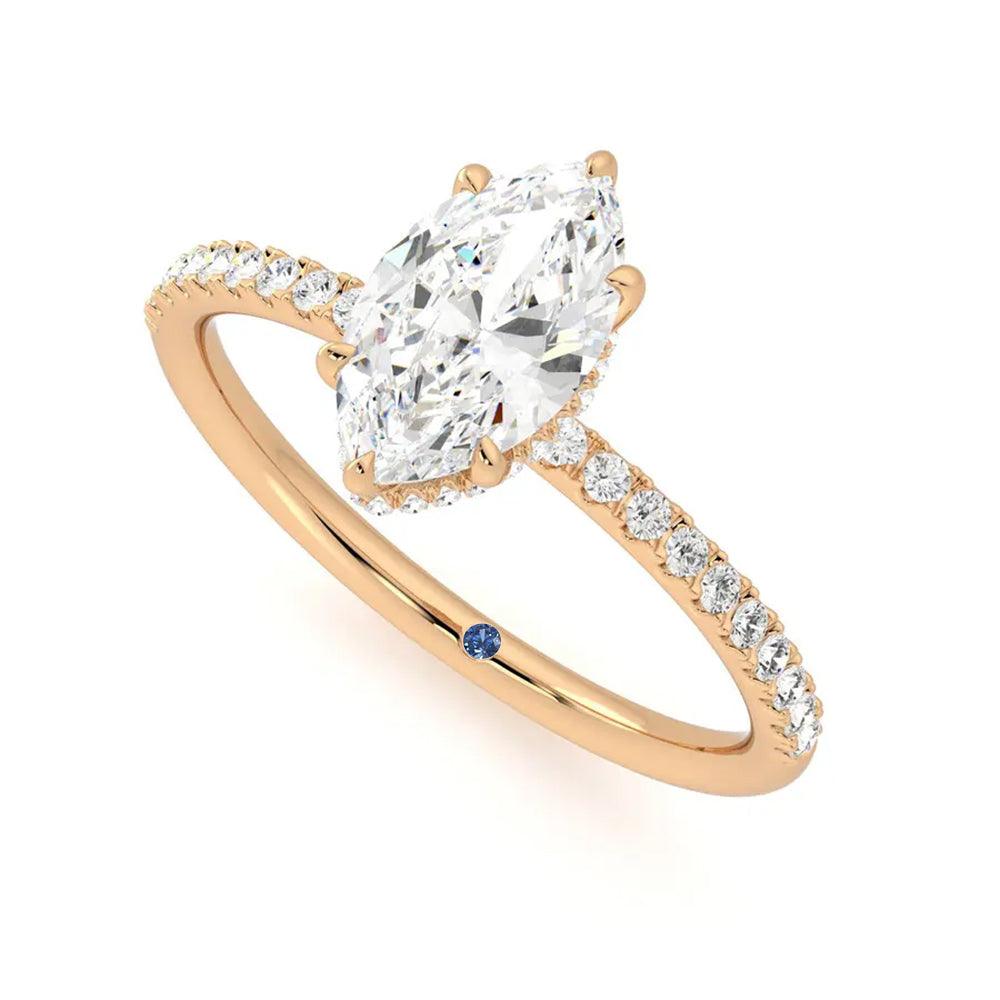 Exquisite Marquise Cut Moissanite Engagement Ring with Hidden Halo & Anniversary Accent Stones - Perfect for Proposals, Weddings & Anniversary Gifts