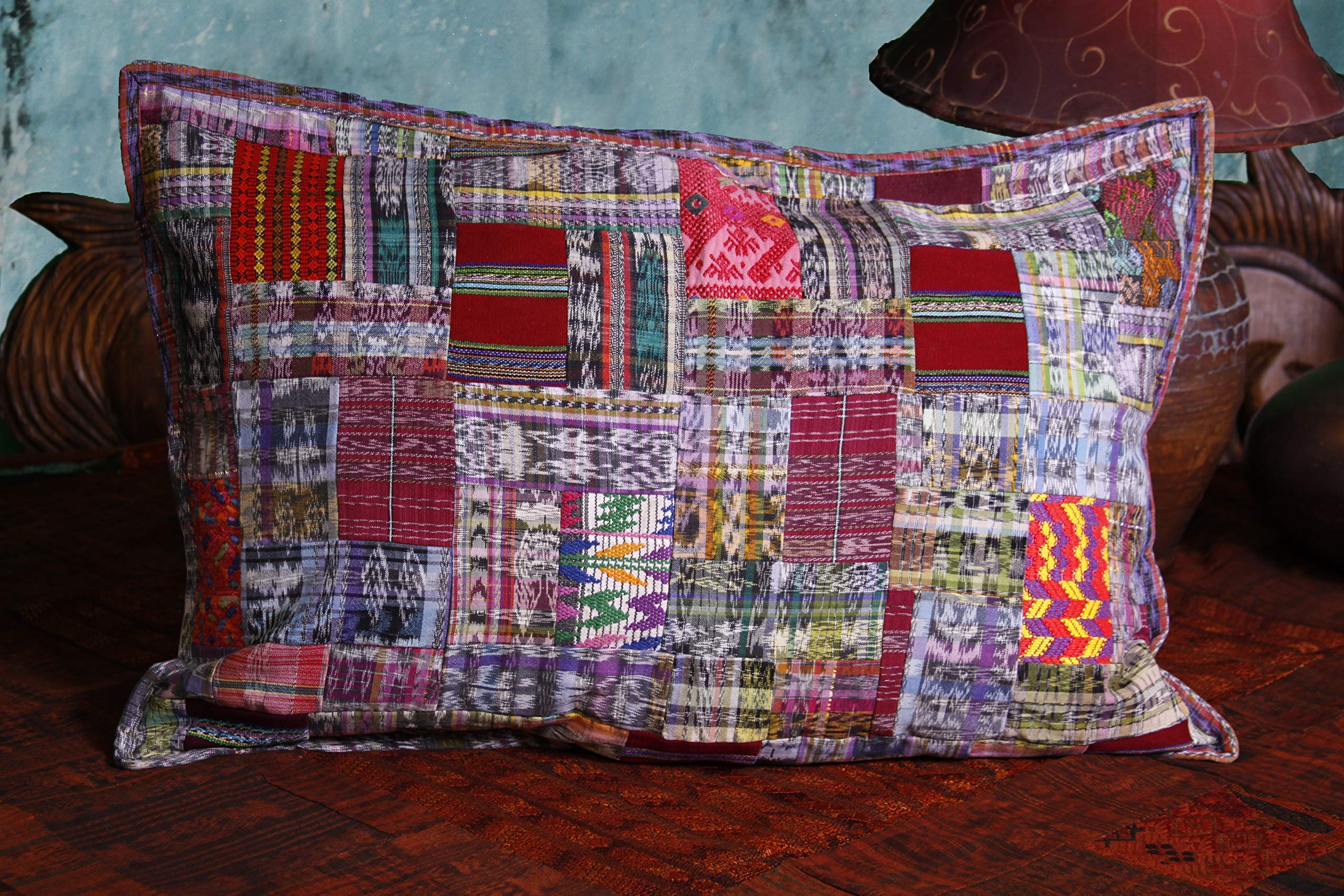 King-Size Rose & Pastel Patchwork Quilt Set - Handmade Guatemalan Bedspread for Cozy Bedroom Decor | Perfect for Master Bedroom, Guest Room & Bohemian Home Styling