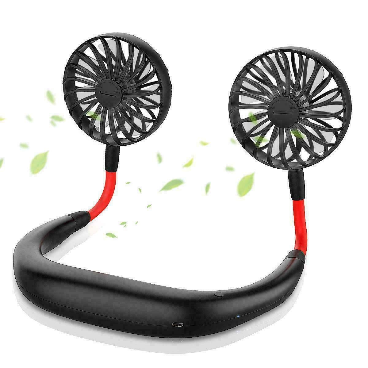 Portable Neck Fan with USB Rechargeable Battery - Hands-Free Personal Cooling Fan, Adjustable Neckband & Headphone Design - Perfect for Office Work, Outdoor Travel, Sports & Summer Activities