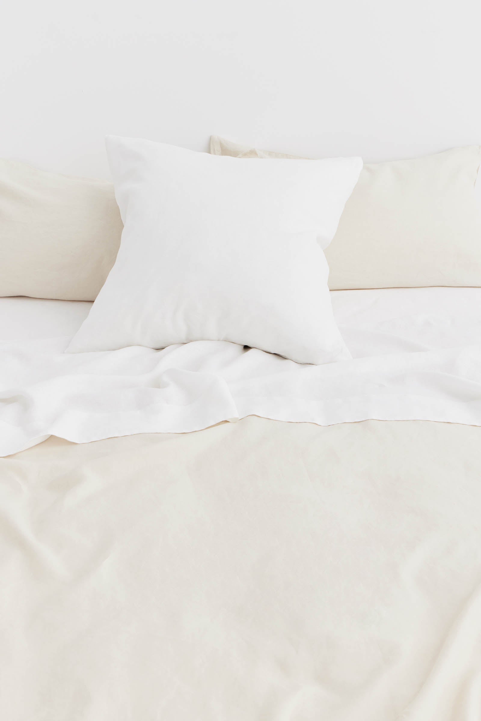 Premium White Linen European Pillow Case - Breathable & Soft Bedding for Home Decor, Guest Room & Luxury Hotels (18x18 inches)