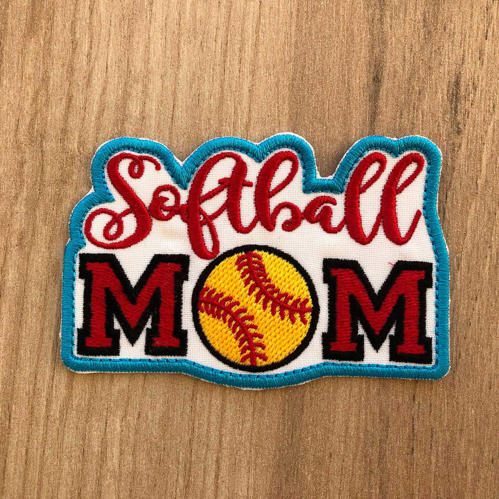 Softball Mom Embroidered Iron-On Patch - 3.9 X 2.6 inches - Perfect for Baseball Mom Jackets, Bags & Team Spirit Apparel
