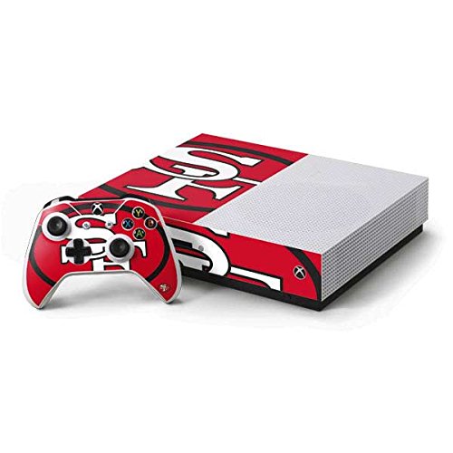 Officially Licensed NFL San Francisco 49ers Retro Logo Gaming Skin Decal for Xbox One S Console & Controller Bundle - Protect & Customize Your Gaming Setup for Football Fans