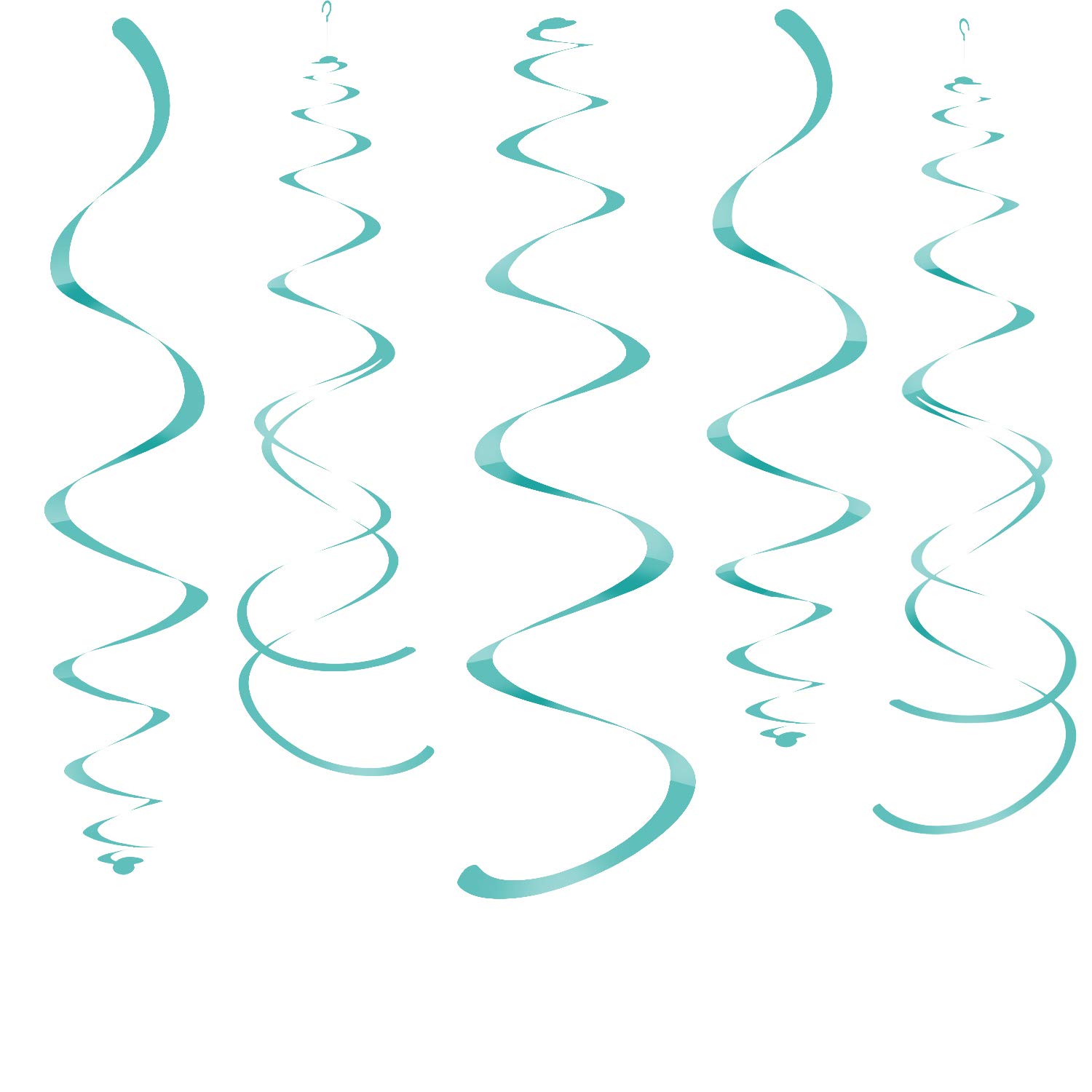 WEVEN Teal Party Hanging Swirl Decorations - 28 Pack Plastic Streamers for Ceiling - Perfect for Birthday Parties, Baby Showers & Wedding Decorations
