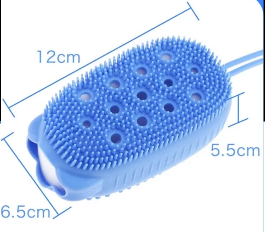 NAIDEV Silicone Double Sided Exfoliating Body Scrubber - Deep Cleaning Bath Brush for Women & Men - Massage & Exfoliate Skin - Creates Rich Bubbles - Perfect for Shower, Spa & Daily Skincare Routine (Blue)