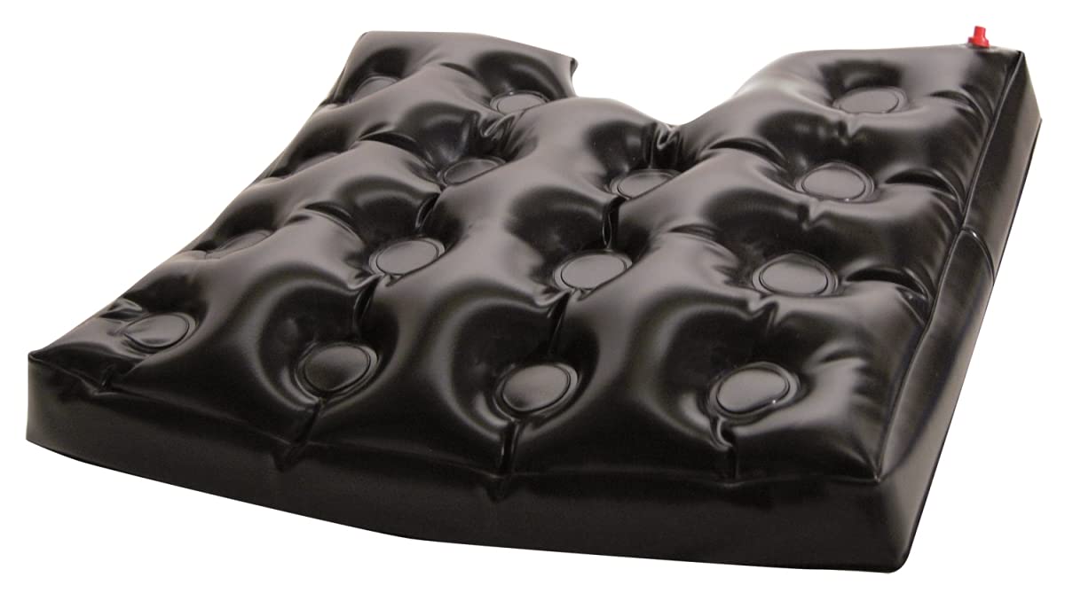 Skil-Care Foam Air Cushion with Coccyx Cutout - 18x16x2.5 Inch Pressure Relief Seat Cushion | Air-Quilt Surface & High-Density Foam Base | Waterproof Vinyl Cover (Black) - Ideal for Office Chairs, Wheelchairs & Pain Relief