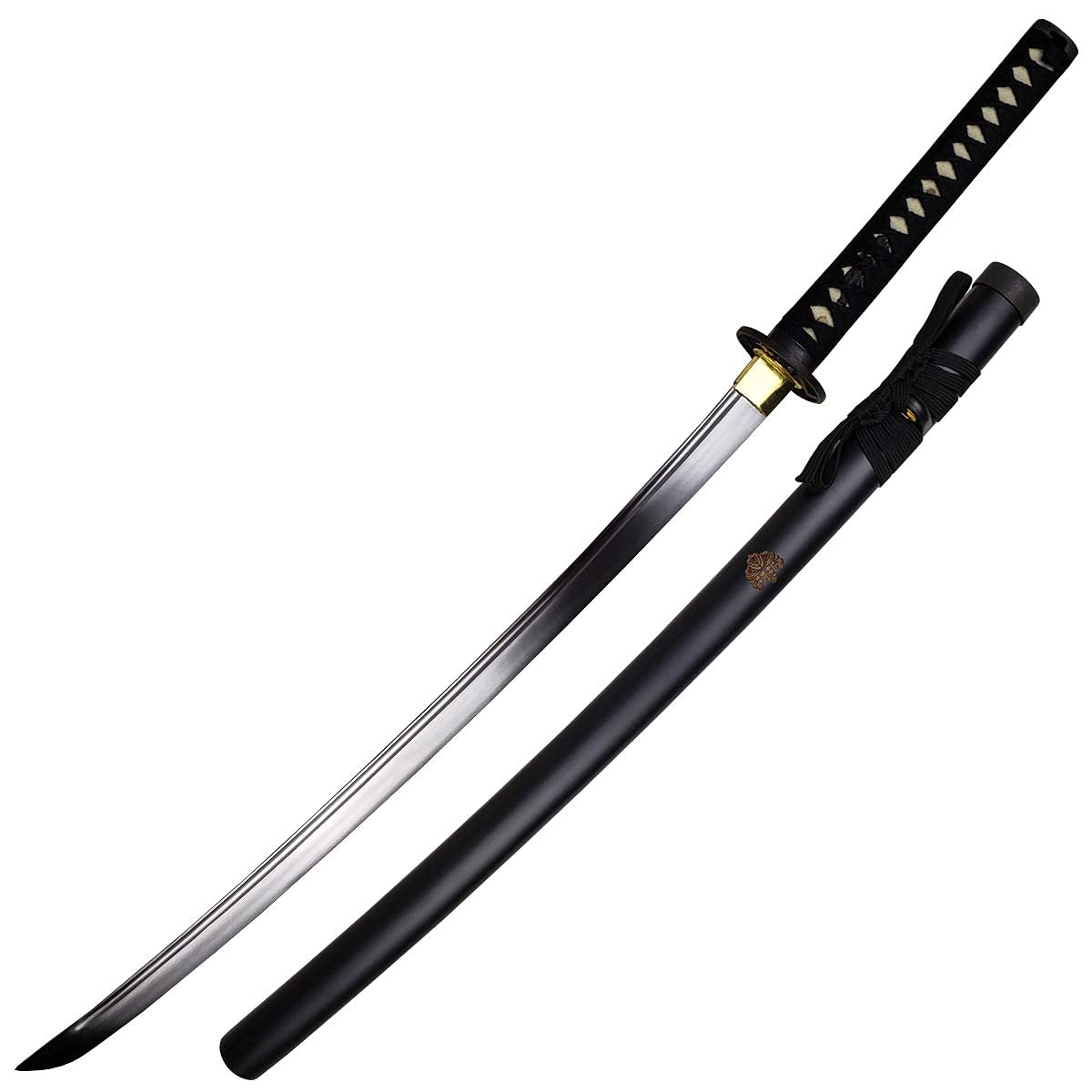 Handmade Samurai Sword Katana - 1045 Carbon Steel Full Tang Blade, Fully Disassemblable - Perfect for Collectors, Unique Gifts & Martial Arts Practice - Premium Straw Mat Cutting Training Tool (Model 127-Black) | Japanese Sword Display, Cosplay Prop, Home Decor & Bushido Enthusiasts