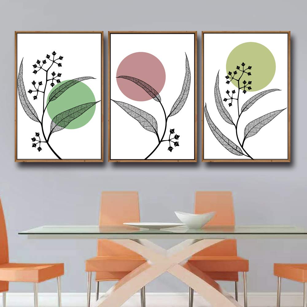 Leaf Theme 3-Panel Framed Canvas Wall Art Set - 24