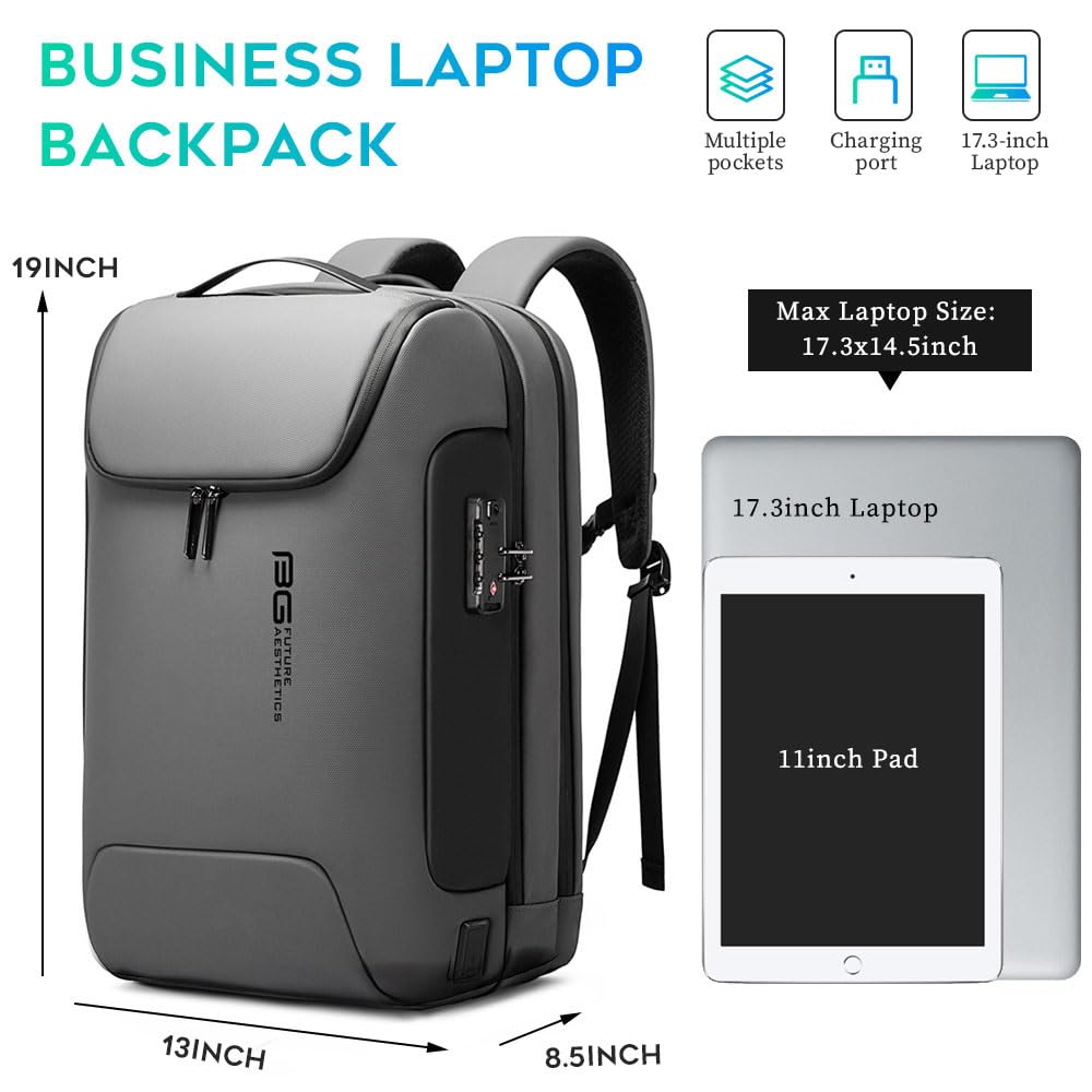 BANGE Anti-Theft Backpack with TSA Lock - Waterproof Travel Backpack with YKK Zipper - High-Tech Business Laptop Backpack for Men & Women - Fits 17.3 Inch Notebook - Perfect for Commuting, Business Trips & College Use