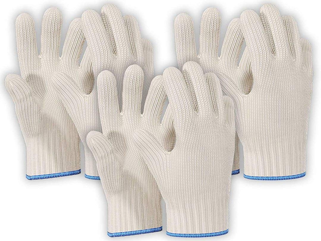 Heat Resistant Oven Gloves - 3 Pairs Cotton Kitchen Mitts with Fingers, Pot Holders for Baking, Grilling & Cooking - Perfect for BBQ, Baking Bread & Handling Hot Pans