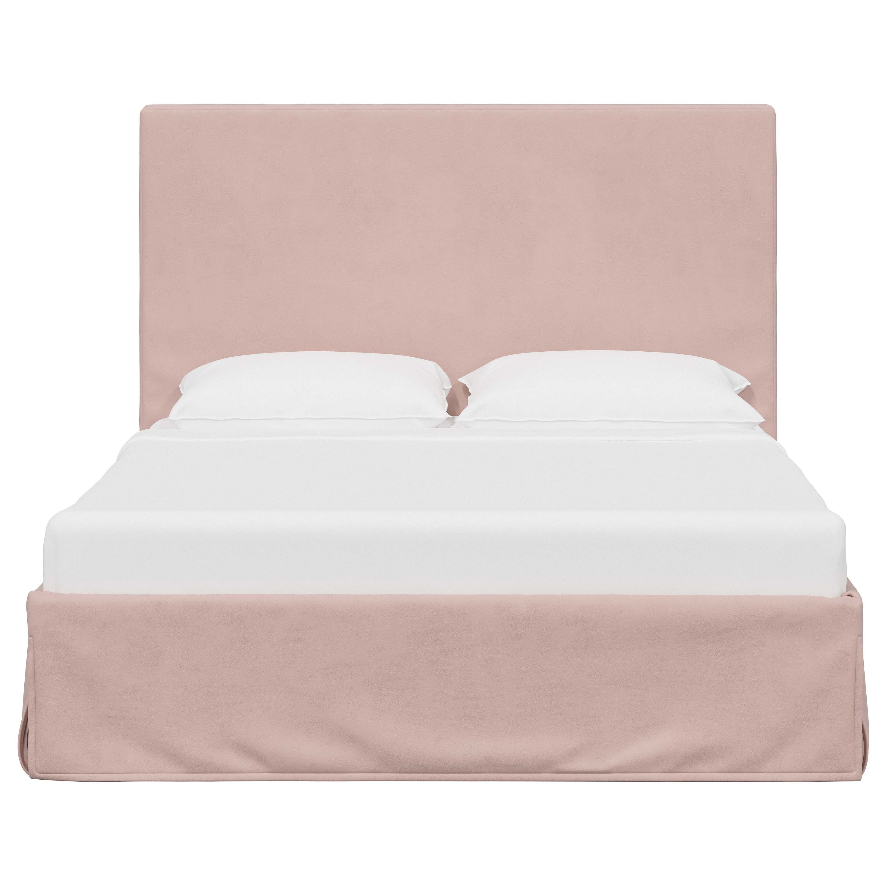 Violet Slipcovered Bed - Soft Washable Fabric Upholstered Queen Size Bed Frame with Headboard - Perfect for Modern Bedrooms, Guest Rooms & Cozy Home Decor