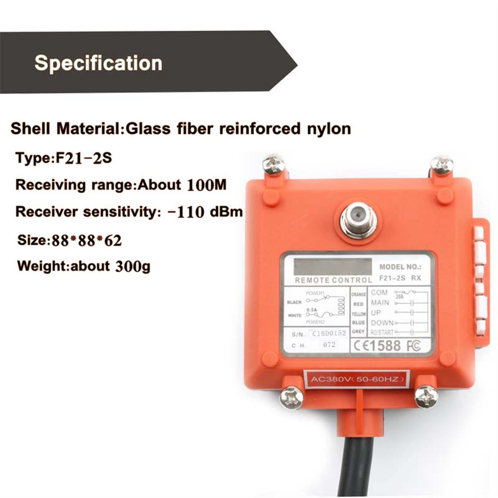 Wireless Industrial Remote Controller for Electric Hoist & Winding Engine - UHF 425-446Mhz, AC 110V - F21-2S Radio Switch for Sandblasting & Heavy Machinery Operations