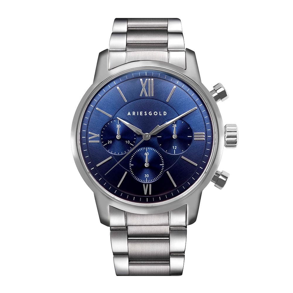 ARIES GOLD Urban Eternal Silver Stainless Steel Men's Watch G 1027 S BU - Stylish & Durable Timepiece for Business, Casual & Formal Occasions