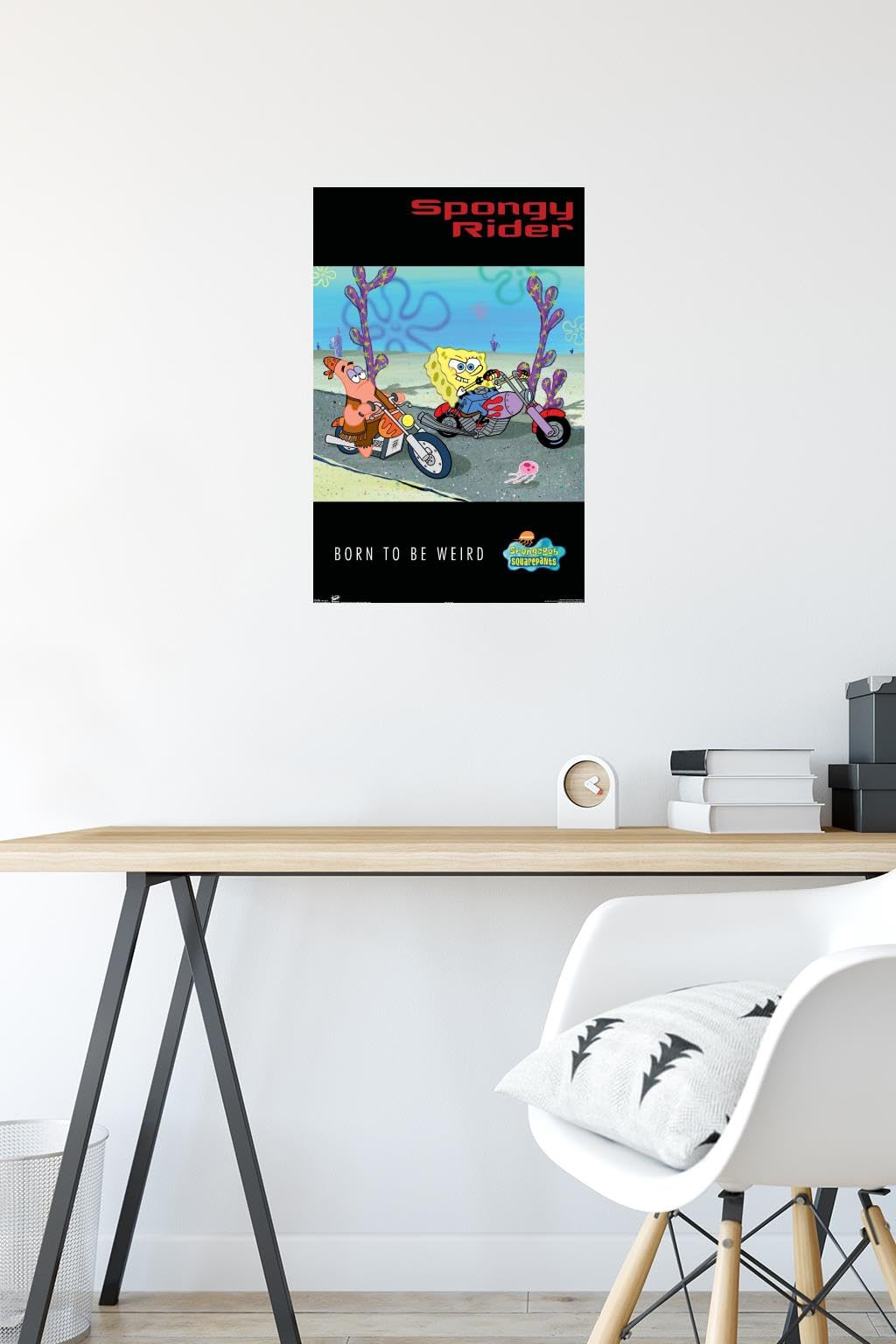 Trends International Nickelodeon SpongeBob SquarePants Biker Wall Poster - 14.725 x 22.375 Inches Premium Poster & Mount Bundle - Perfect for Kids' Room Decor, Teen Bedroom, and Cartoon Lover Gifts