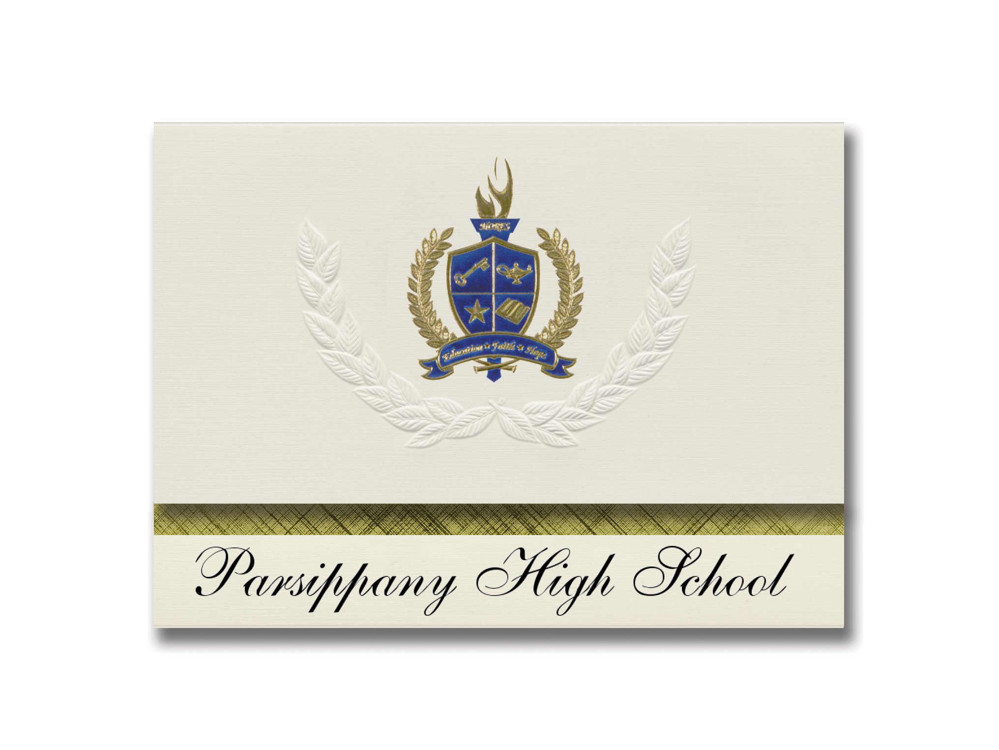 Parsippany High School Graduation Announcements - Presidential Style Elite Package of 25 with Gold & Blue Metallic Foil Seal - Perfect for NJ Graduation Ceremonies & Keepsakes