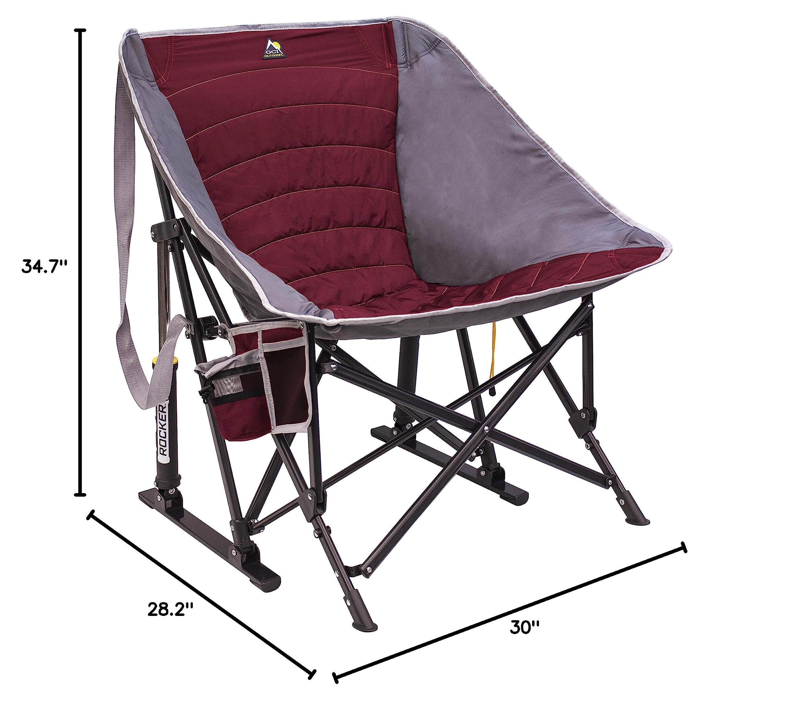 GCI Outdoor MaxRelax Pod Rocker - Portable Folding Rocking Chair for Camping, Beach, Patio & Backyard - Lightweight & Comfortable Outdoor Lounge Chair (Red)