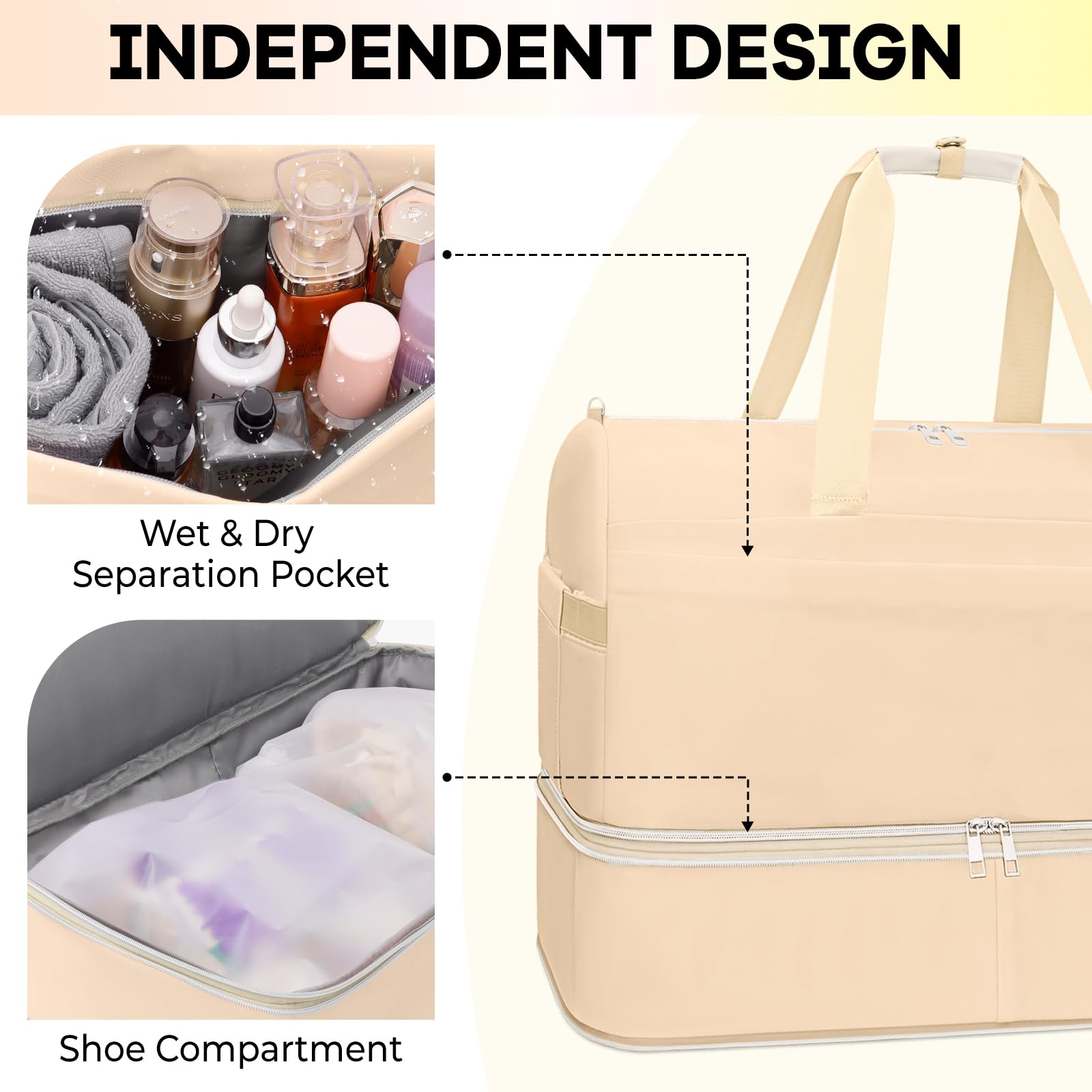 **Women's Expandable Weekender Travel Duffel Bag - 66L Large Overnight Bag with Shoe Compartment, Waterproof Pocket & USB Charging Port - Perfect for Gym, Beach, Hospital & Outdoor Adventures**