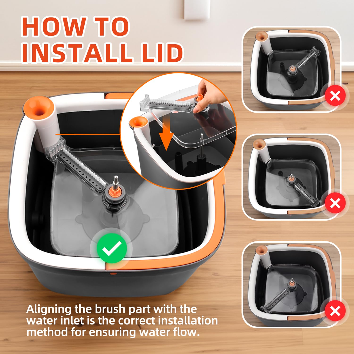 Self-Wringing Spin Mop and Bucket Set with Dual Water System - 360° Rotating Mop Head for Hardwood, Tile & Marble Floors - Perfect for Kitchen, Bathroom & Large Area Cleaning