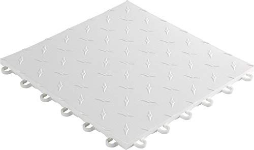 TracStep Modular Interlocking Garage Floor Tiles - 75-Piece White Set for Home Gym, Workshop & Garage Organization