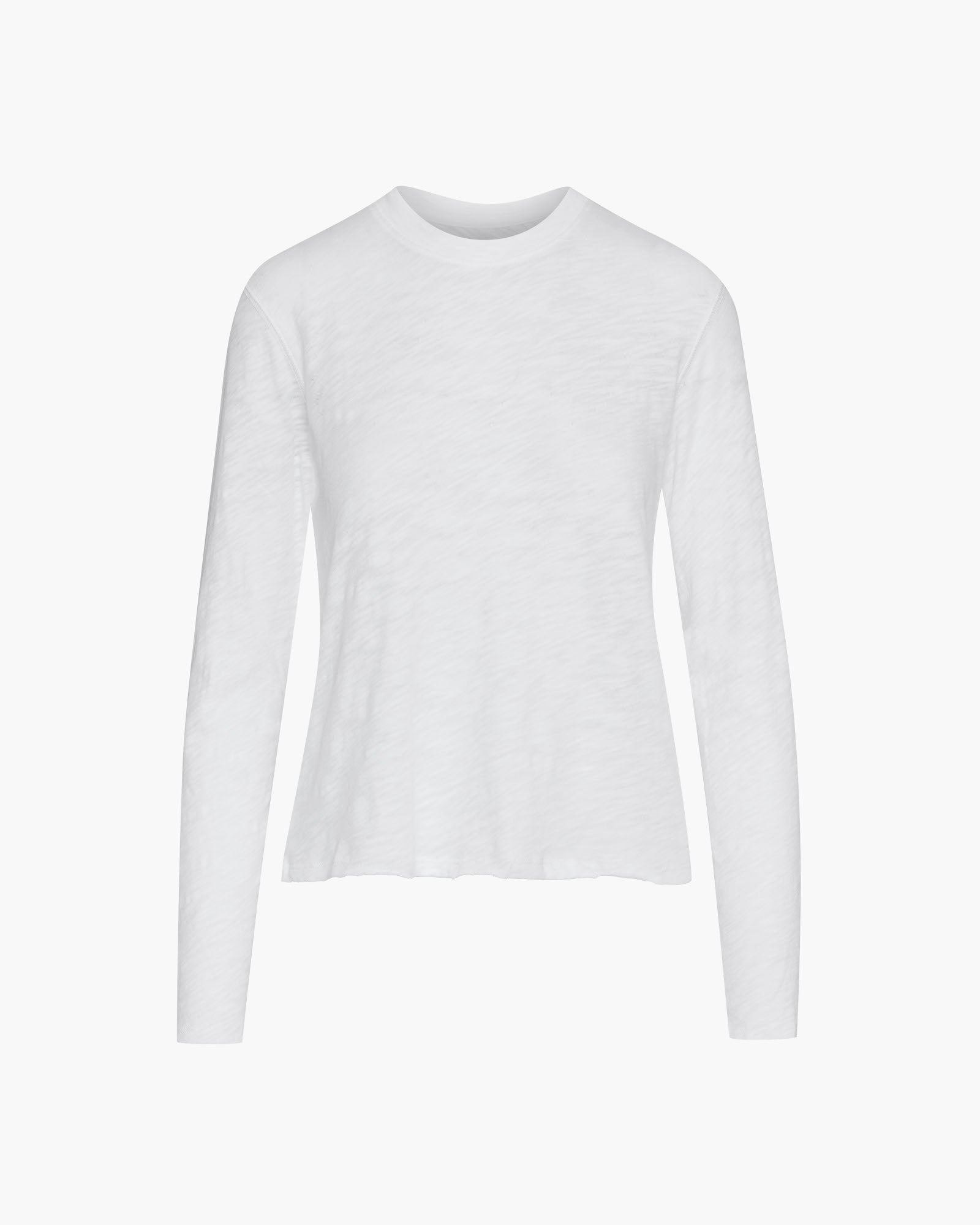 Distressed Slub Jersey Long Sleeve Crop Top Tee - White | Casual Streetwear & Layering Essential for Women