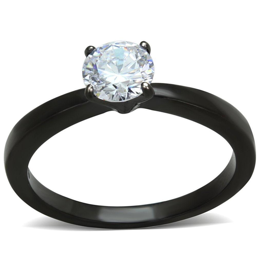 1.05ct AAA CZ Black Stainless Steel Engagement Ring for Women Size 5-10 - Perfect for Proposals & Anniversaries