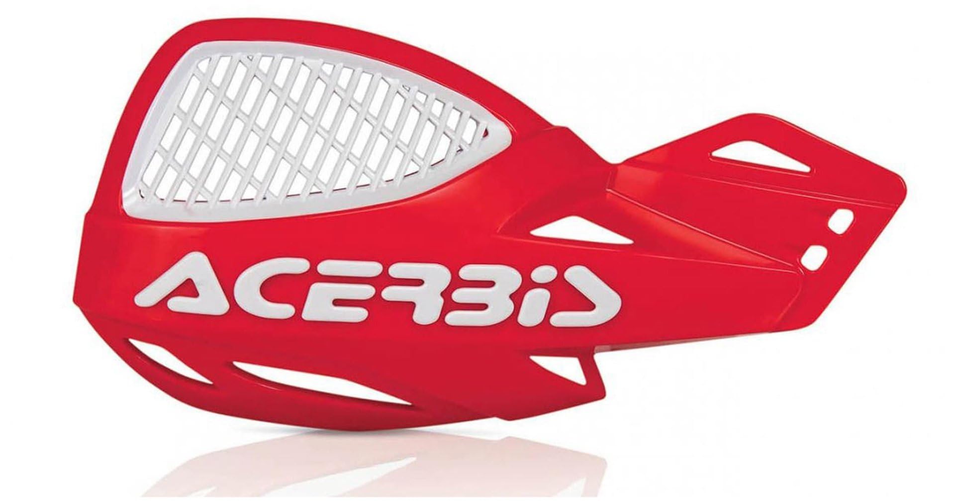 Acerbis Uniko MX Vented Handguards - Red/White | Dirt Bike Hand Protectors for Motocross & Off-Road Riding | Durable Motorcycle Hand Guards for Trail & Enduro Racing
