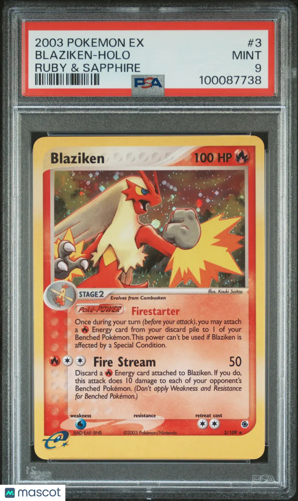2003 Pokemon EX Ruby & Sapphire Blaziken #3 PSA 9 Graded Trading Card - Rare Collectible for Pokemon TCG Players & Investors | Perfect for Display, Gaming & Portfolio Diversification