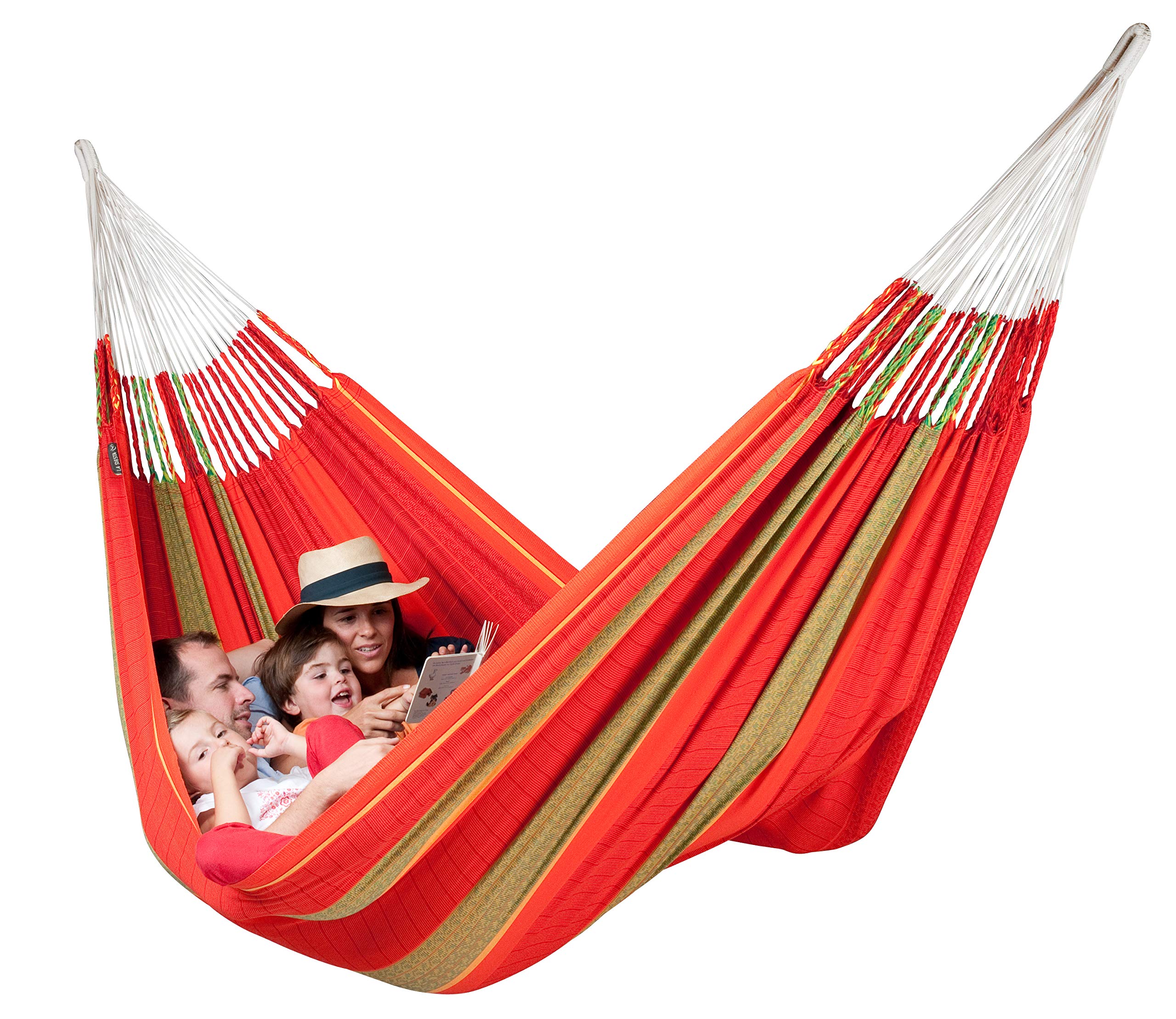 LA SIESTA Flora Chilli - King Size Organic Cotton Family Classic Hammock for Backyard, Beach & Camping - Breathable & Durable Outdoor Relaxation