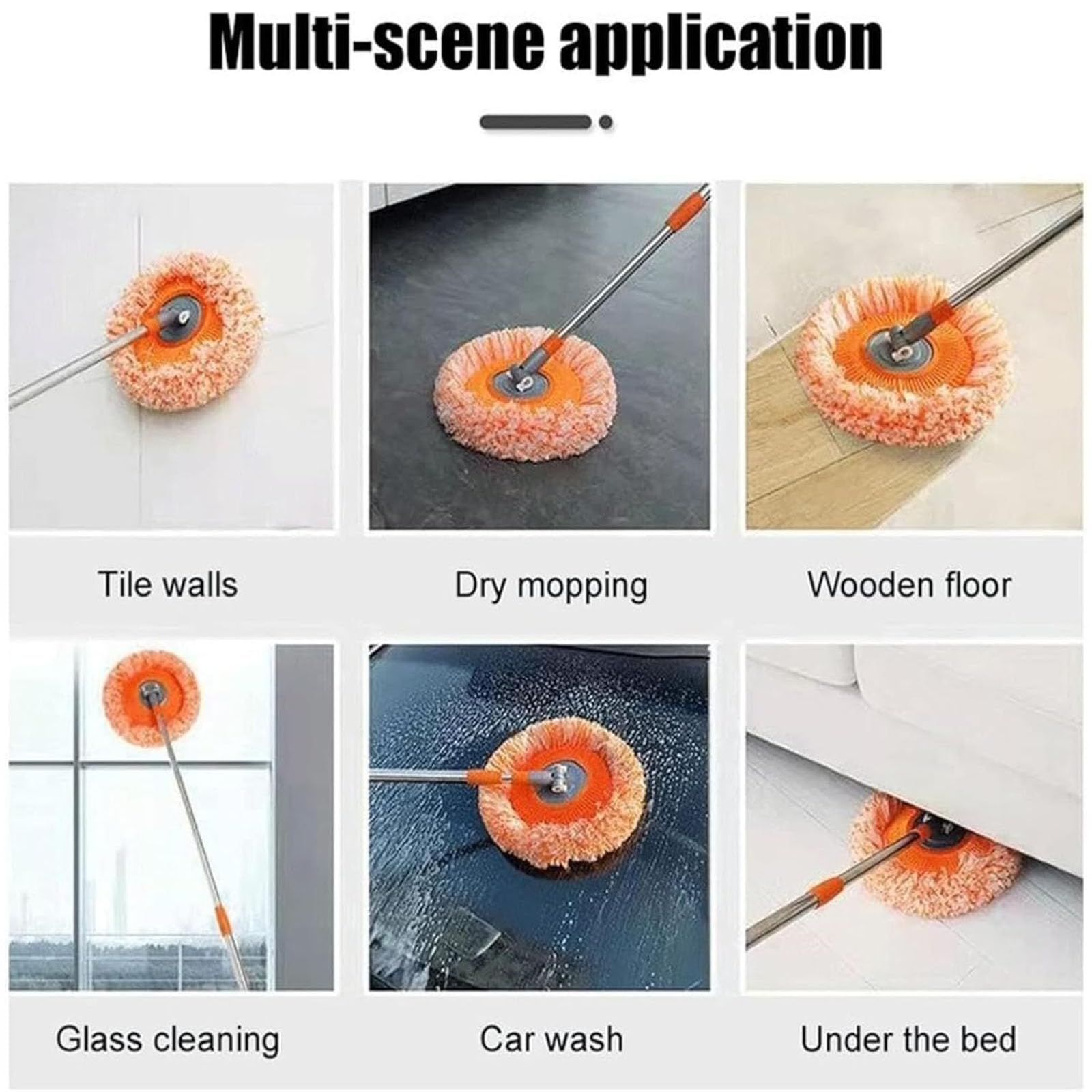 360° Rotatable Adjustable Spin Mop for Floor & Wall Cleaning - Extendable Multi-Purpose Mop with Swivel Head - Perfect for Hardwood, Tile & Hard-to-Reach Areas (1 Pack)