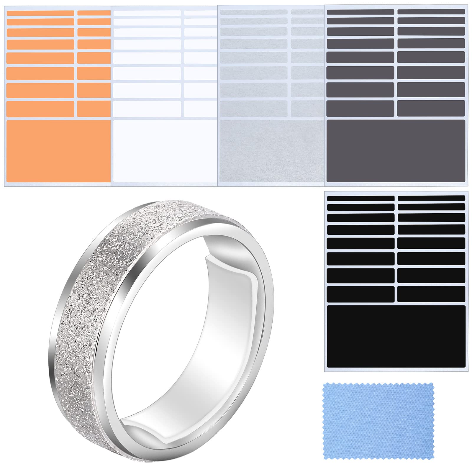 Blulu 5-Sheet Ring Size Adjuster Kit - 85 Pieces Invisible Ring Sizer for Loose Rings, Includes Microfiber Cleaning Cloth, Fits Wide Bands (Multiple Colors) | Perfect for Engagement Rings, Wedding Bands & Jewelry Resizing at Home