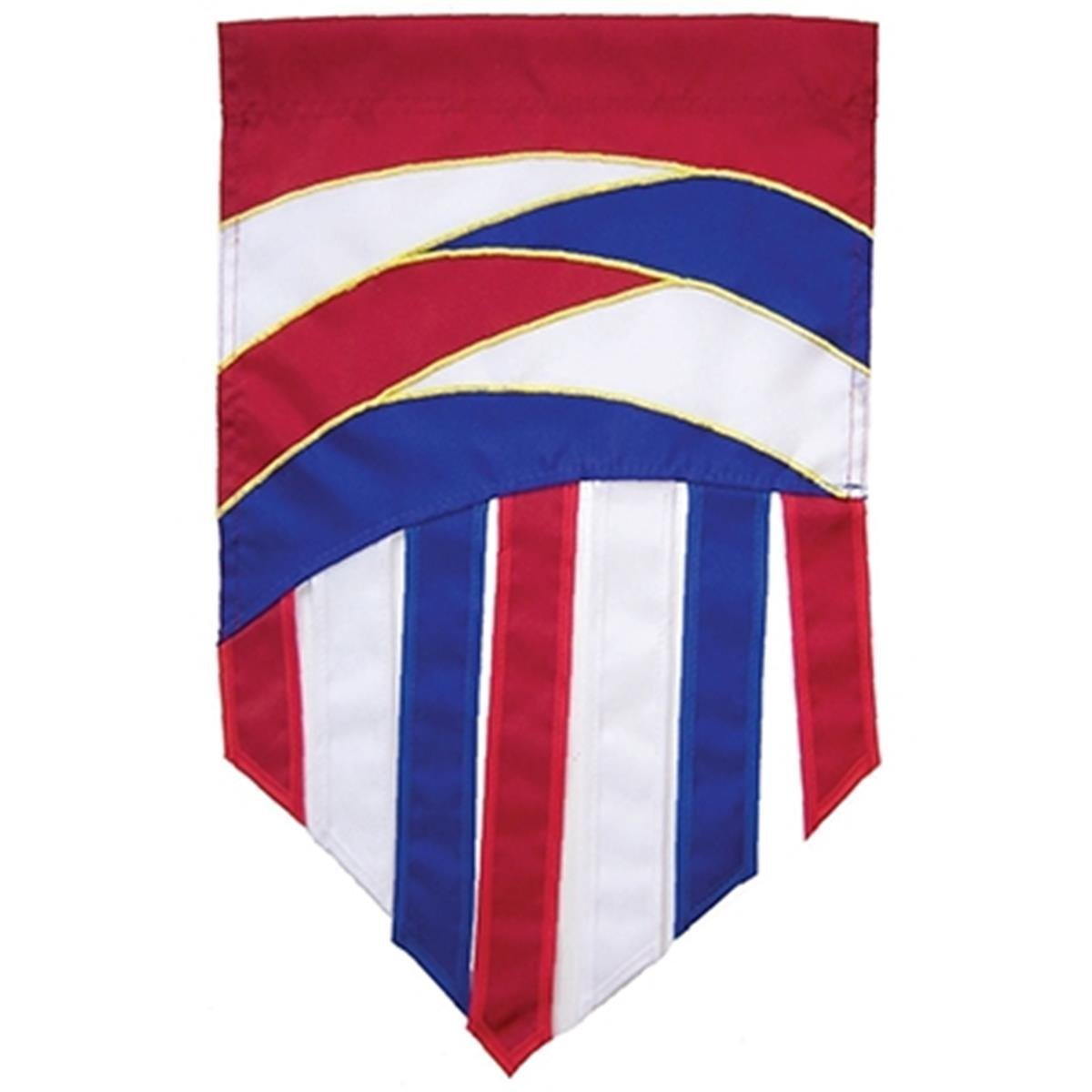 Patriot Curves House Banner Tails - Embroidered & Applique American Flag Decor for Porch, Yard, and Patriotic Events