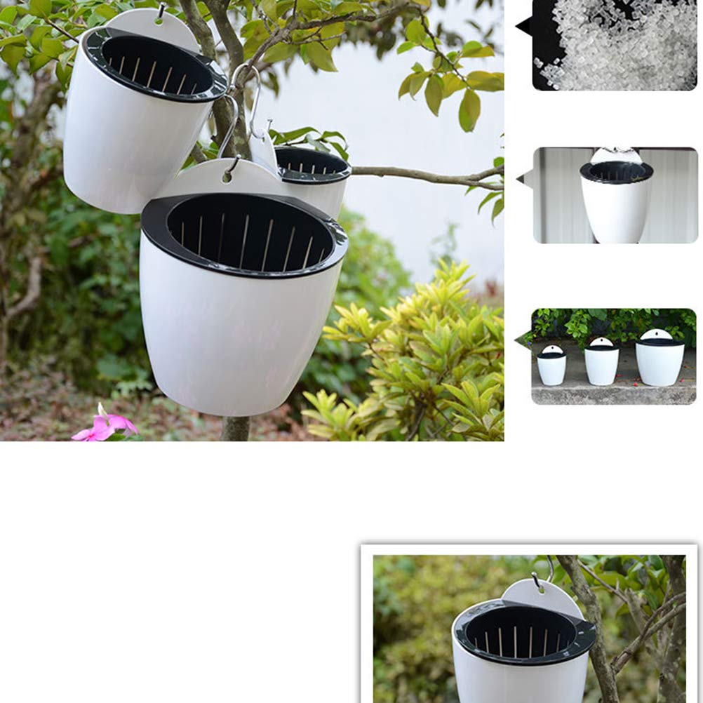 5pcs White Plastic Self-Watering Flower Pots for Roses, Succulents, Bonsai - Automatic Planters for Desktop, Home Decor, Office & Garden Use