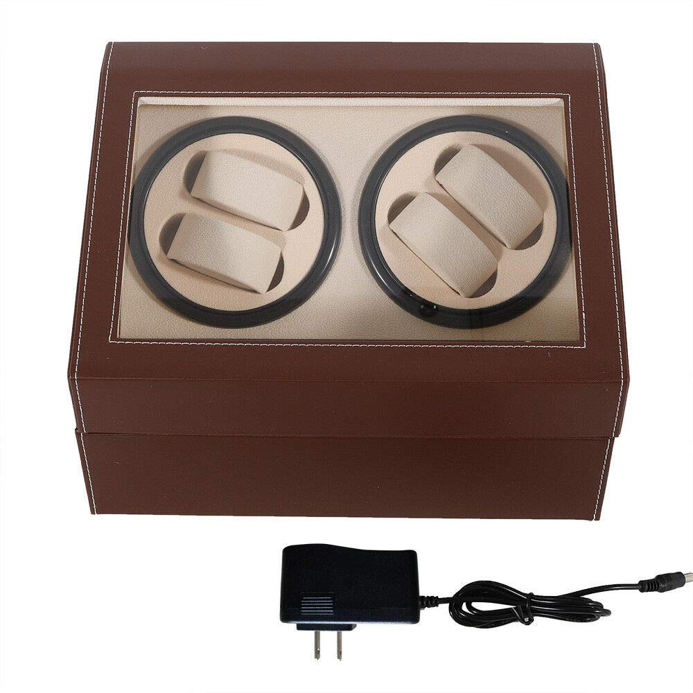 Premium Wooden Watch Box Organizer with Automatic Rotation - 4+6 Watch Winder Storage Case for Men, Jewelry Display Box with Transparent Lid (Brown) - Perfect Gift for Watch Collectors & Luxury Storage Solution