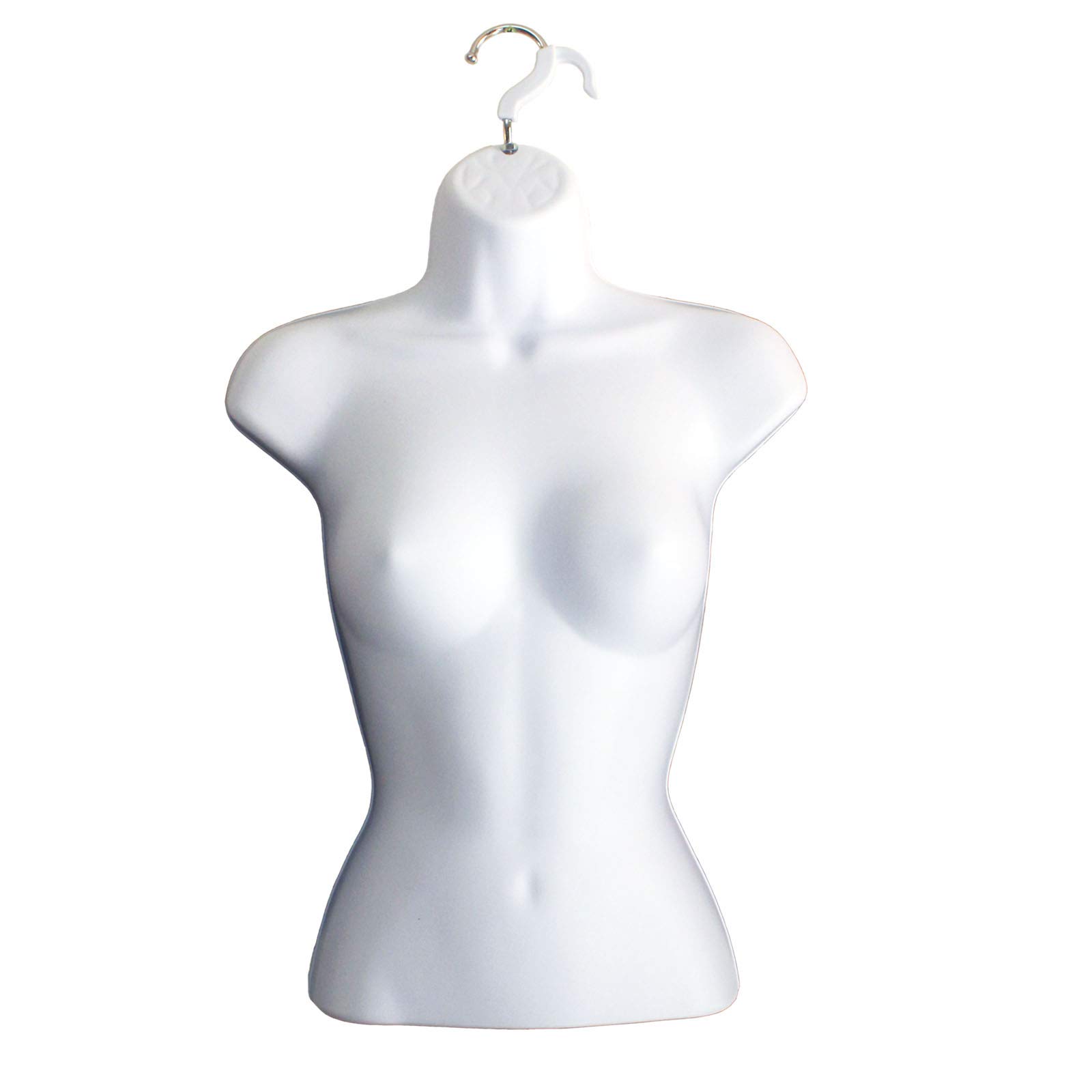 White & Black Male & Female Hollow Back Mannequin Torso Set with Adjustable Metal Stand - Small & Medium Sizes (3-Pack) for Clothing Display, Photography, and Retail Store Visual Merchandising