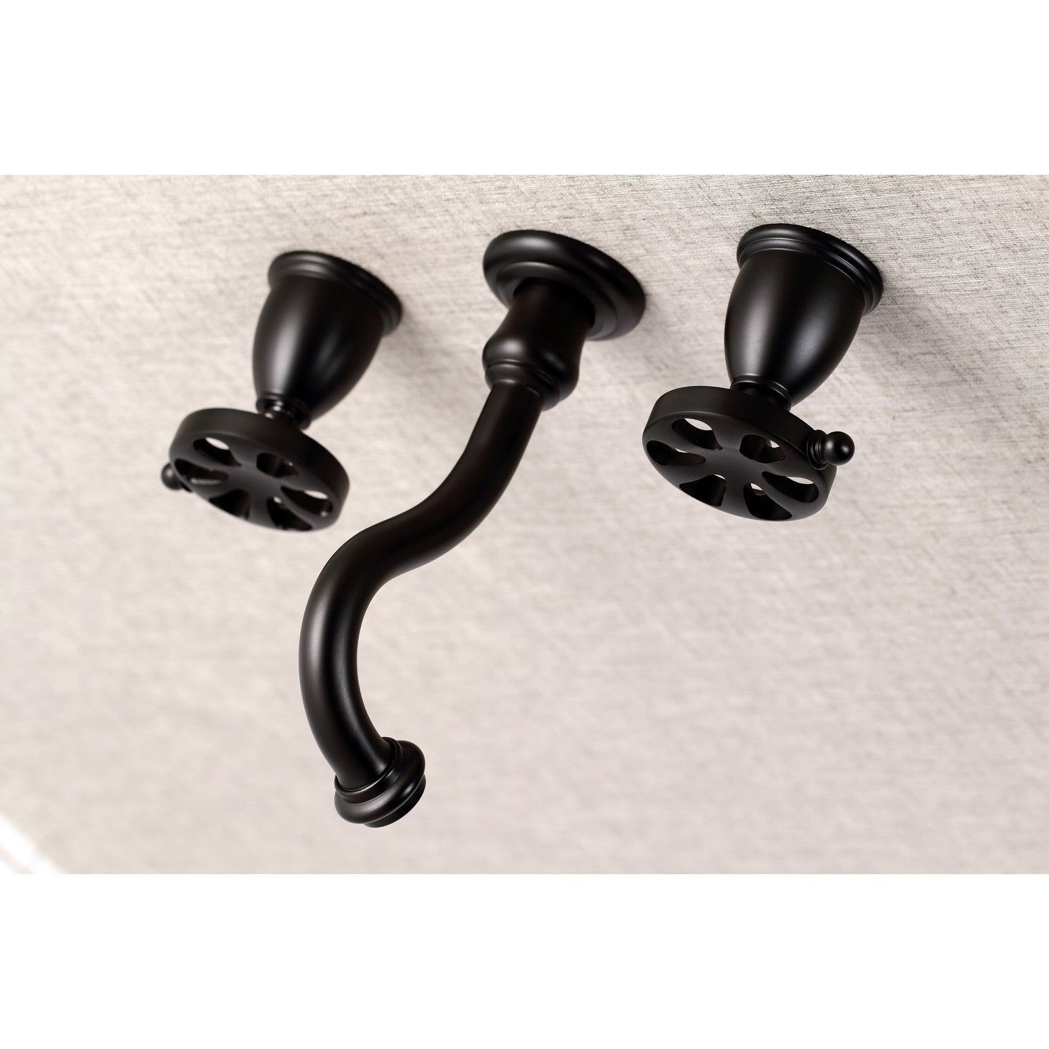 Belknap KS3020RX Matte Black Wall Mount Roman Tub Faucet - Two Handle 3 Hole Bathroom Fixture for Luxury Soaking Tubs & Spa Retreats