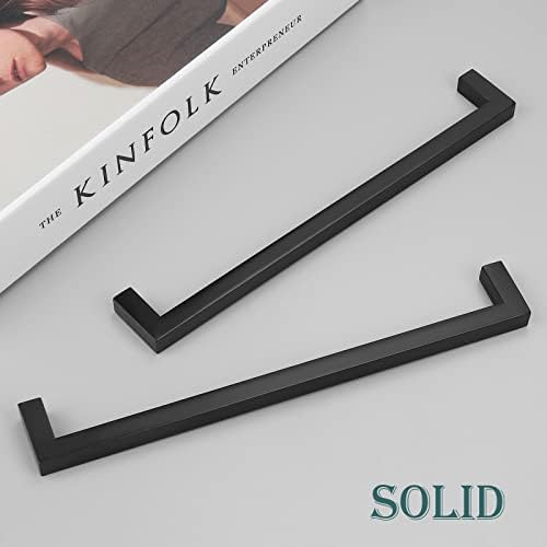 Gobekor 10 Pack Matte Black Square Cabinet Handles - 7.5 Inch (192mm) Hole Centers - Solid Black Kitchen & Dresser Drawer Pulls - Durable Cabinet Hardware for Modern Home & Office Furniture