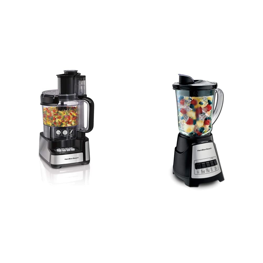 Hamilton Beach Stack & Snap Food Processor & Wave Action Blender Set - 10-Cup Chopper & 40oz Blender for Smoothies, Dips & Meal Prep - Perfect for Kitchens & Small Spaces