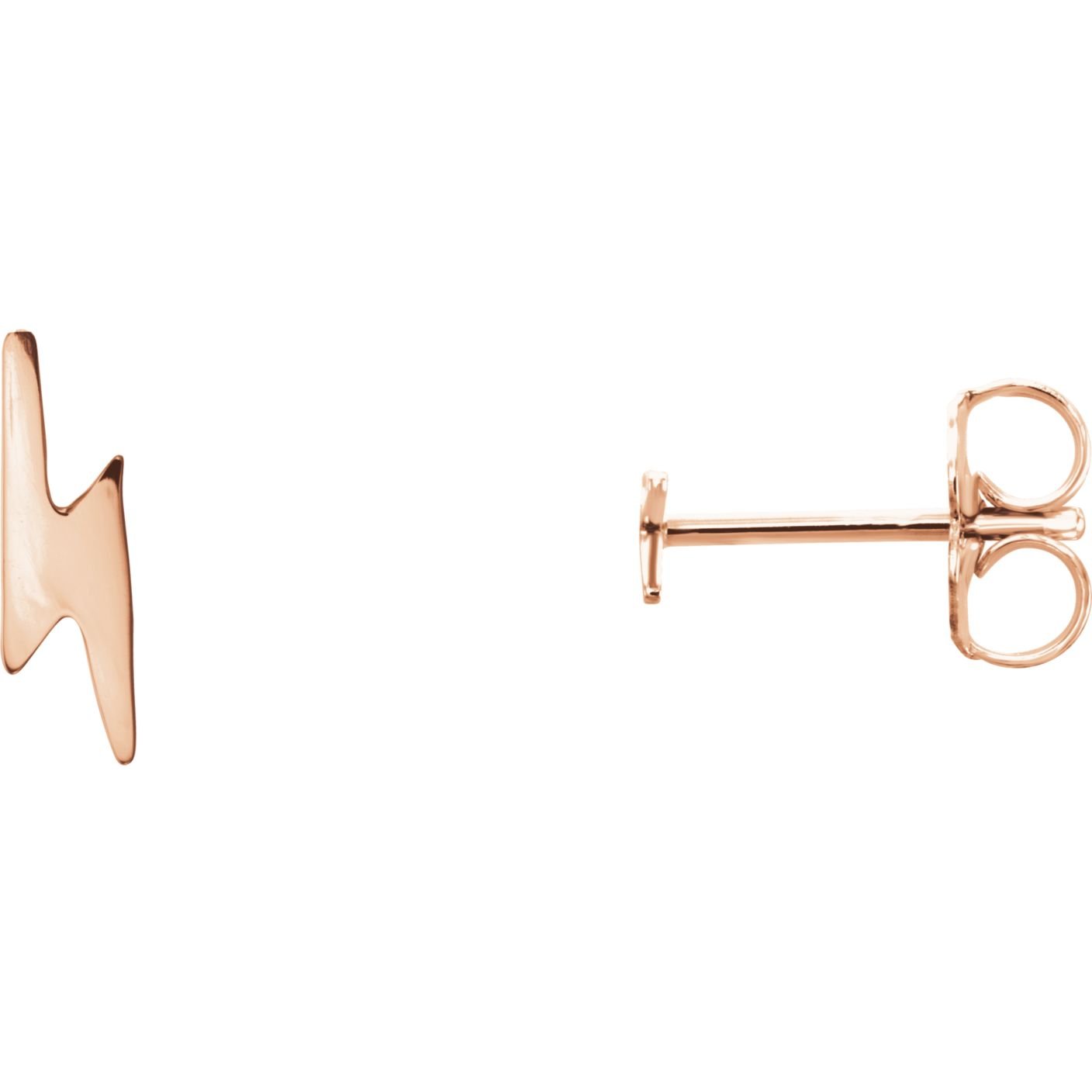 14K Rose Gold Lightning Bolt Earrings for Women - Dainty & Hypoallergenic Stud Earrings - Perfect for Everyday Wear, Gifts & Special Occasions