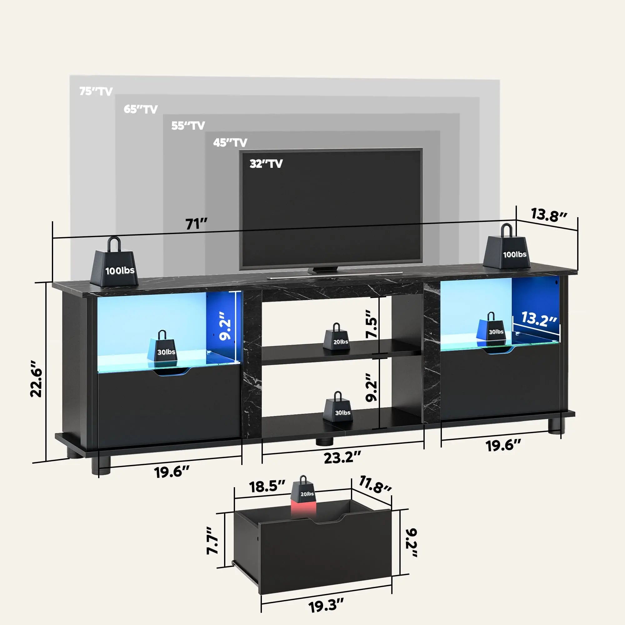Bestier 70 Inch TV Stand with Storage Drawers - Modern Gaming & Entertainment Center for Living Room, Bedroom - Perfect for TVs, Consoles & Media Storage