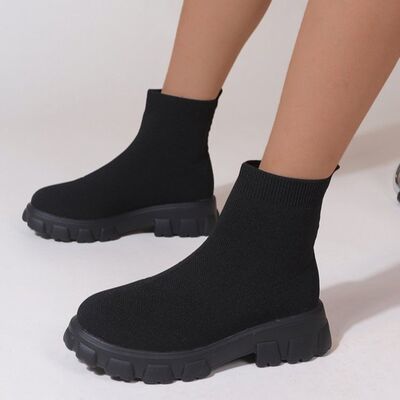 Women's Mesh Round Toe Platform Boots - Chunky Heel Ankle Booties for Casual Outfits & Street Style Fashion