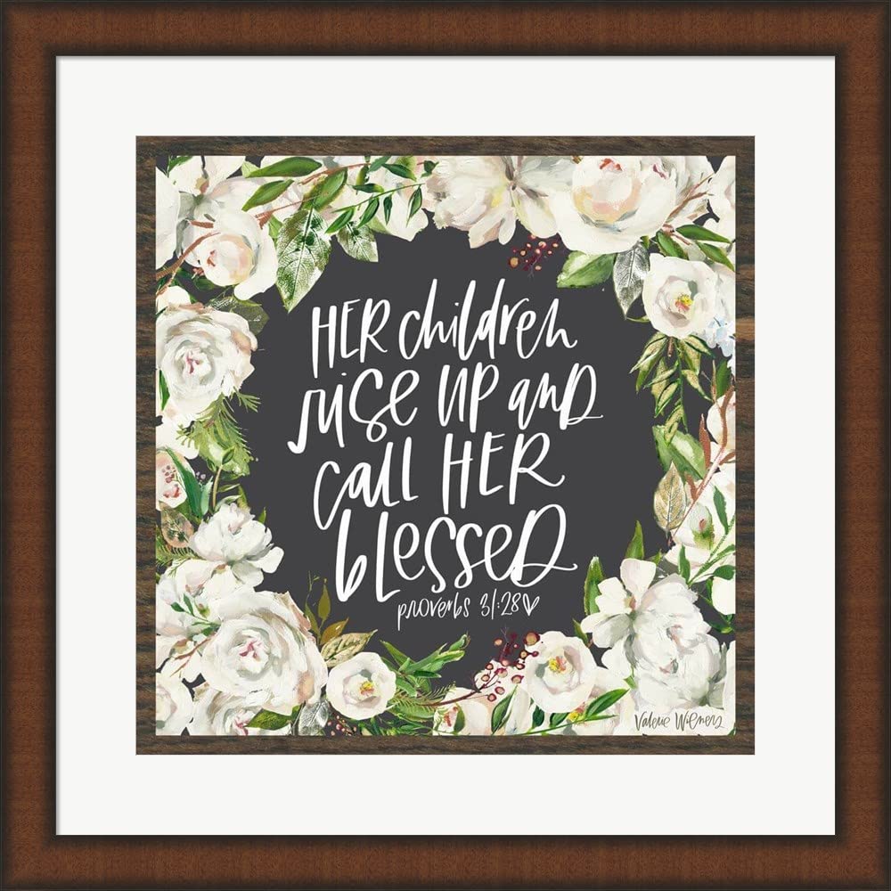 Valerie Wieners 'Her Children' Framed Art Print - 20x20 Inches Brown Teak Wood Wall Decor Picture | Perfect for Nursery, Living Room & Bedroom Wall Art