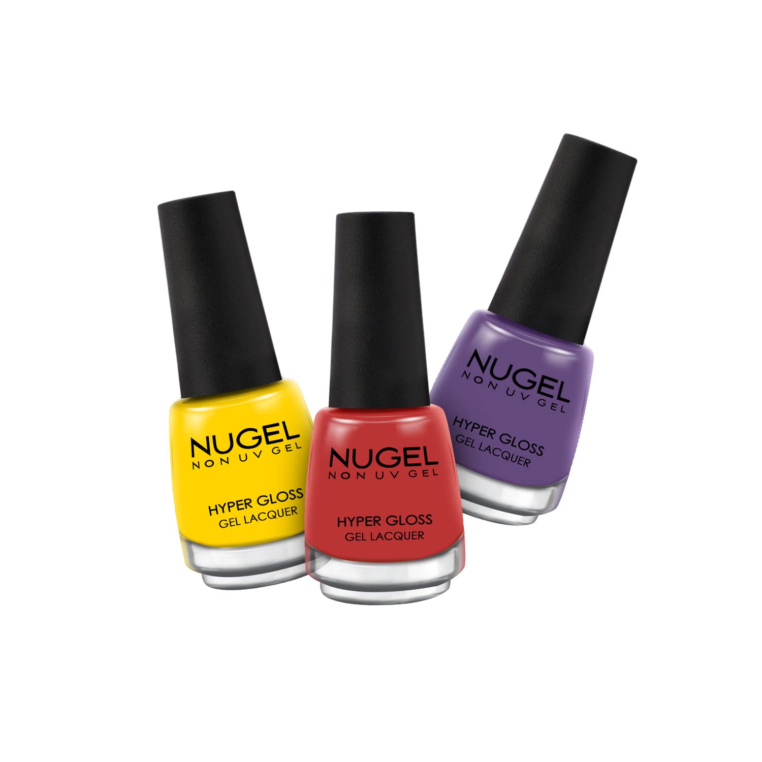 NUGEL Non-UV Gel Nail Polish Set - 13ml Multicolor Collection (Honey Yellow-68, Bitter Sweet-17, Grape Purple-26) | High Gloss, Quick Dry, Long Lasting | Perfect for Nail Art, Salon & Home Manicures