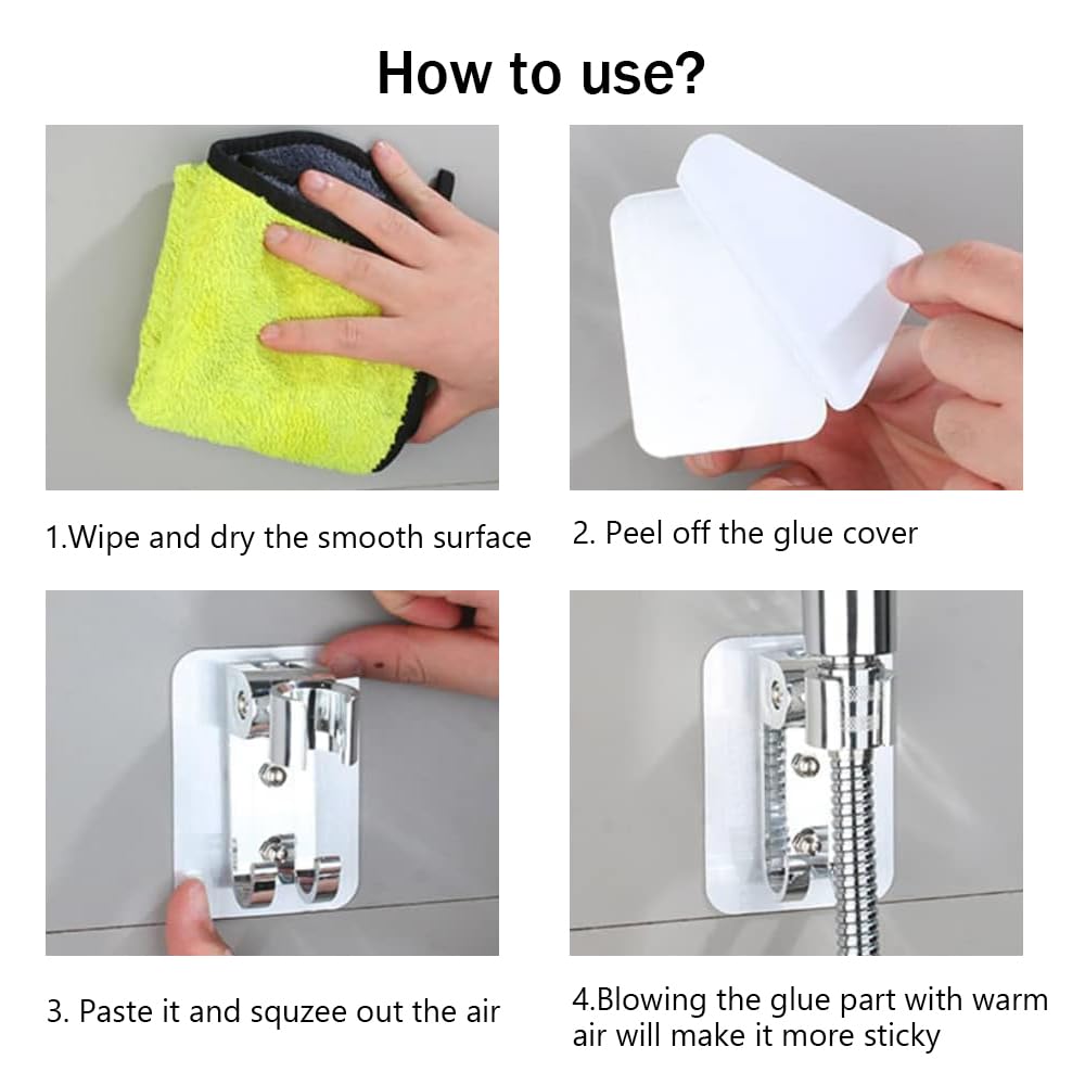 Self-Adhesive Adjustable Shower Head Holder - Wall Mount Handheld Shower Bracket for Bathroom & Bathtub - Perfect for Space-Saving Shower Organization