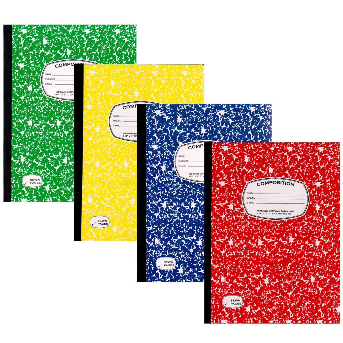 College Ruled Composition Notebook 4-Pack - 9.75