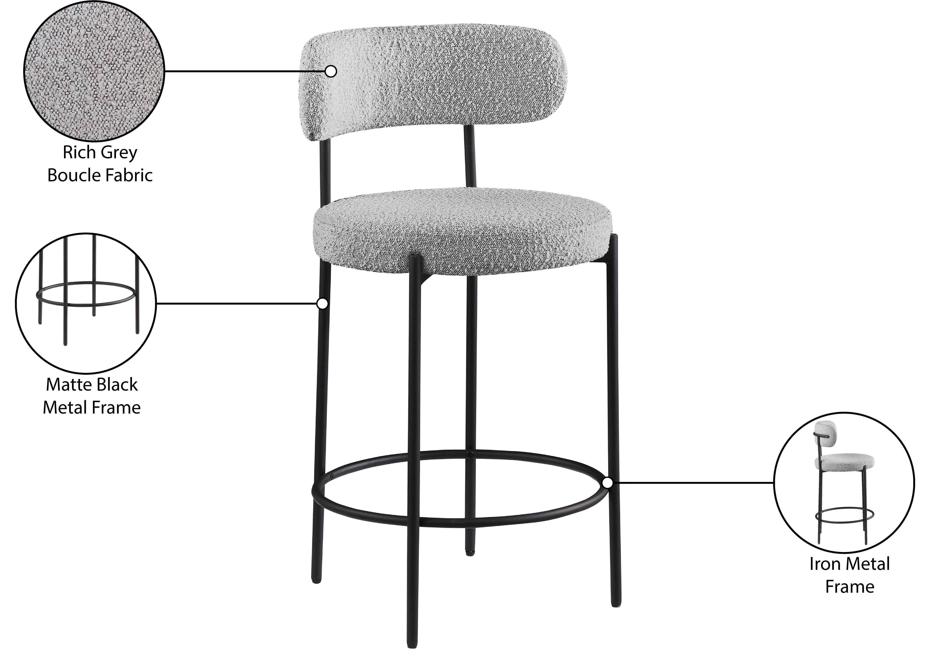 Beacon Boucle Fabric Stool - Modern Round Accent Chair with Soft Textured Upholstery for Living Room, Bedroom & Office Decor