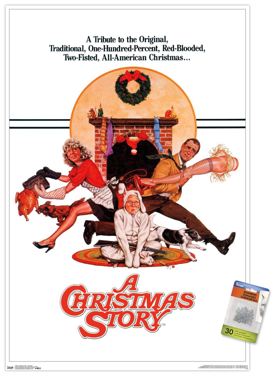 Christmas Story Wall Poster with Push Pins - Holiday Home Decor for Living Room, Bedroom & Office