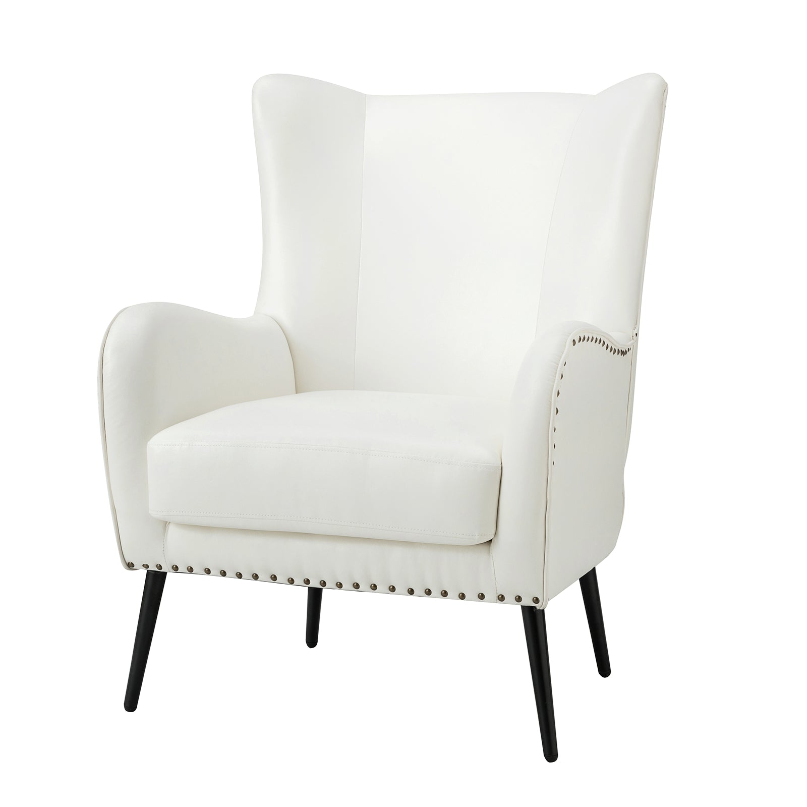 Stylish Shepherd Wingback Vegan Leather Armchair - Modern PU Leather Accent Chair for Living Room, Bedroom & Office - Comfortable Mid-Century Design with Optional Types