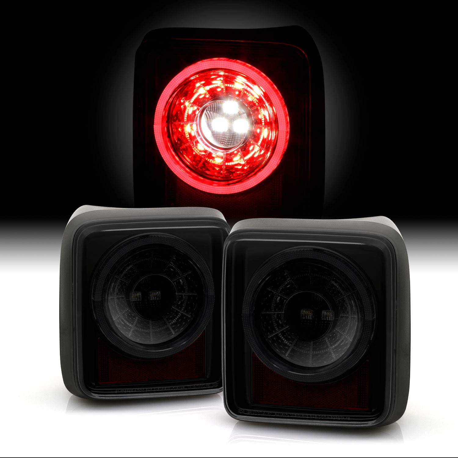 AKKON LED Tail Lights for 2018-2022 Jeep Wrangler JL - Smoked Black Sequential Turn Signal Brake Lights (Halogen Style) - Perfect for Off-Roading & Night Driving Safety