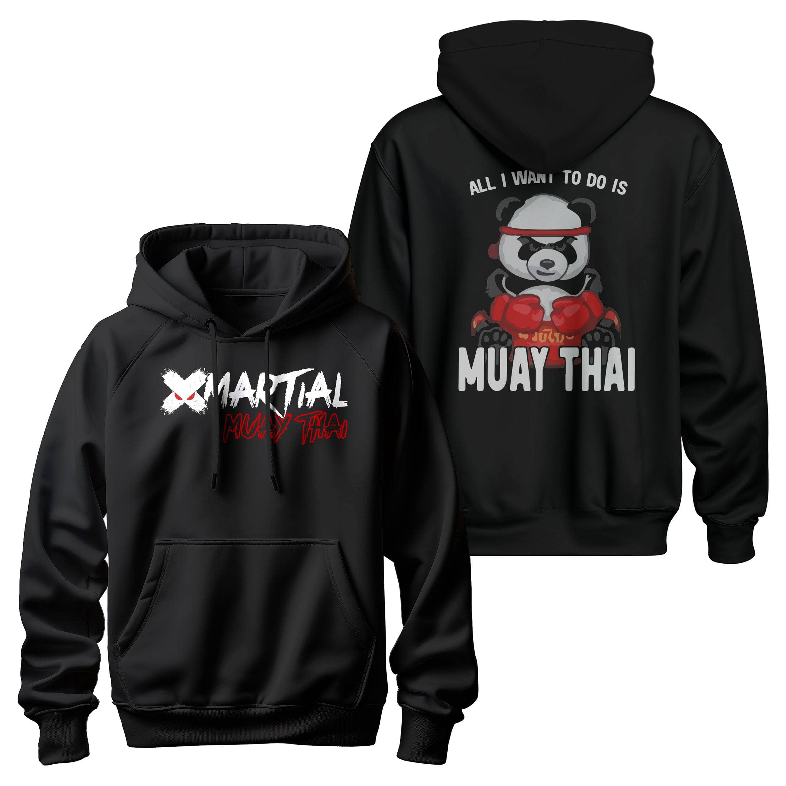 Muay Thai Hoodie with Panda Design - Comfortable & Stylish Training Apparel for MMA, Boxing & Streetwear