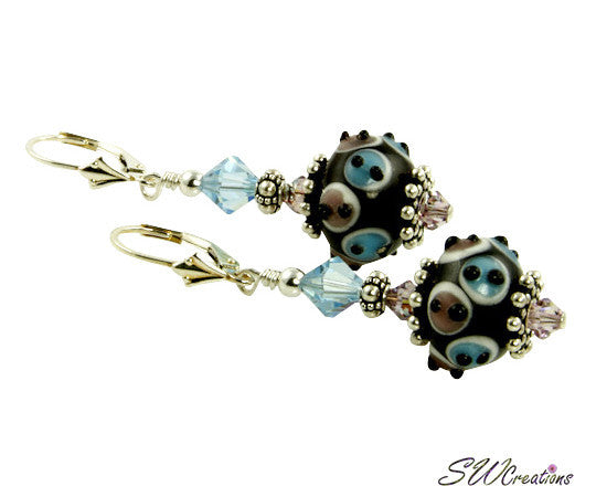 Ocean Aqua Lampwork Beaded Earrings - Handmade Glass Jewelry for Women | Perfect for Beach Weddings, Summer Parties & Boho Fashion